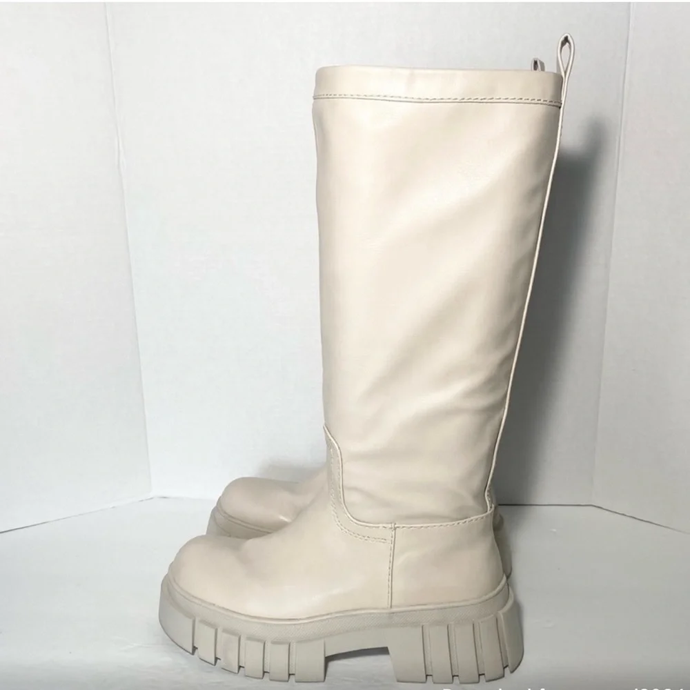 Zara lug boot ecru chunky boots combat cream color - Picture 6 of 8